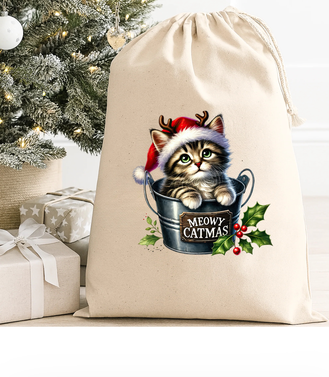 Christmas Cat Sack