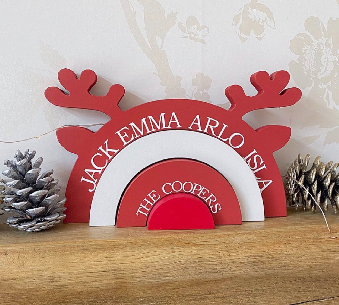 Reindeer wooden family stack