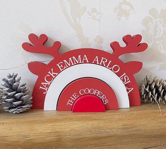Reindeer wooden family stack